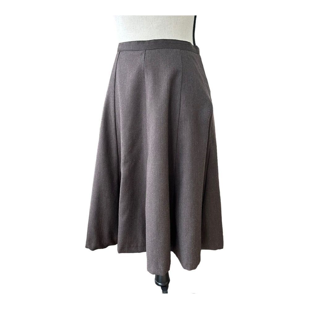 Barami Womens Skirt Wool A-line Midi Knee Length Brown Solid 00